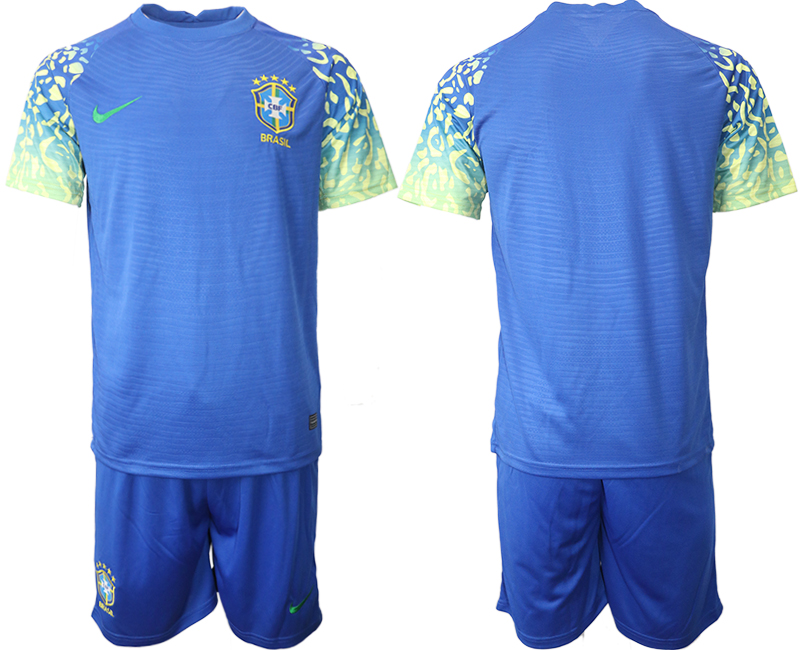 Cheap Men 2022 World Cup National Team Brazil away blue blank Soccer Jersey